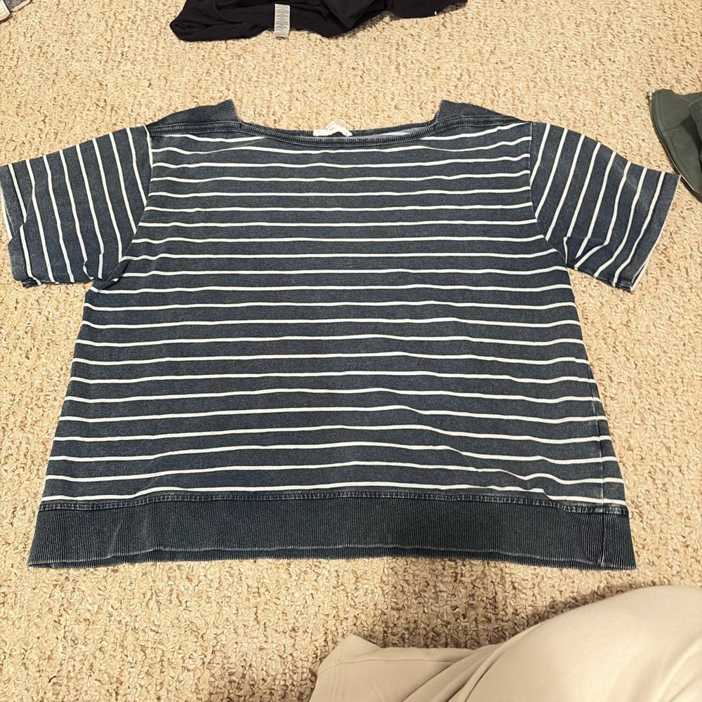 Jane and Delancey Navy and White Striped Short Sleeve Tee
